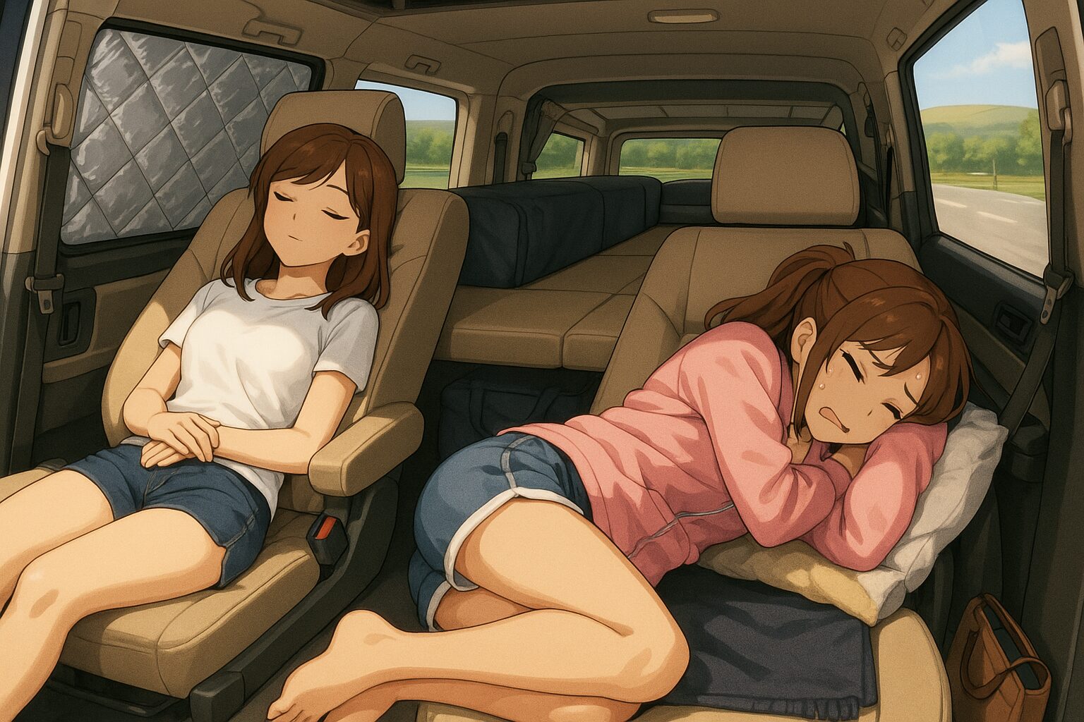 運転席と助手席で寝るときの工夫
