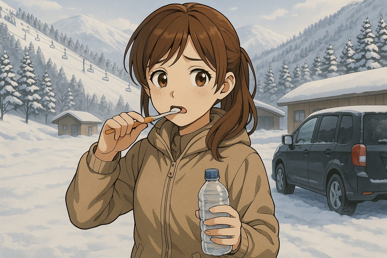 スキー場での歯磨き事情